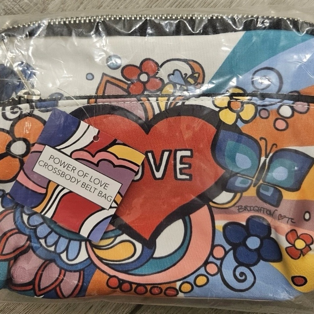 Brighton Power of Love Crossbody Belt Bag Heart Floral Print NWT - Picture 5 of 8